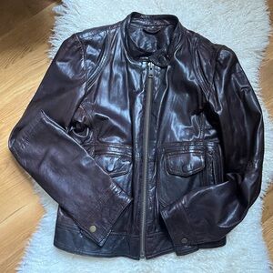 NAF NAF Dark Brown Leather Jacket